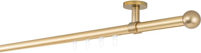 Ondeco Gardinenstange auf Maß mit Innenlauf 20mm und Deckenträger in Gold Messing-Matt, Länge: 350 cm - Bild 1