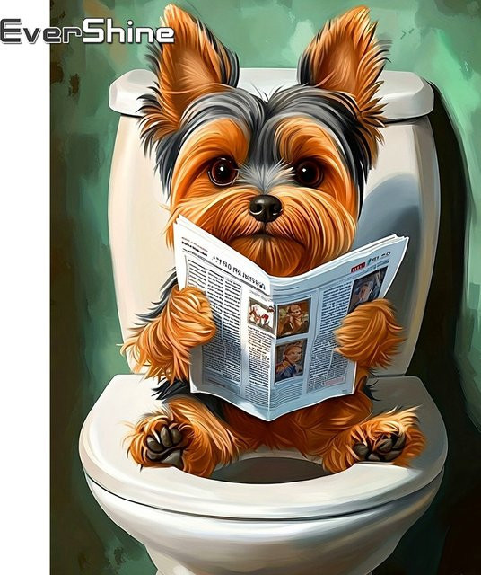 EverShine Diamantstickerei Hund Mosaik Set mit quadratischen Bohrern in Multicolour, B/H: 30,0 x 20,0 cm - Bild 1
