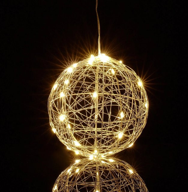 Relaxdays Lichterkugel aus Eisen in Silber mit warmweißem Licht, Durchmesser: 15 cm - Bild 1
