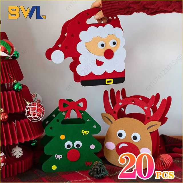 Kreative Weihnachtsgeschenkbeutel aus Filz für Kinder als tragbare Süßigkeiten- und Apfeltaschen für Heiligabend - Bild 1