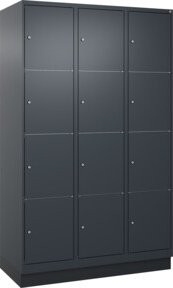 C+P Schließfachschrank Classic PLUS mit Sockel und 3 Abteilen, Anthrazitgrau, B/T/H: 120 x 50 x 195 cm - Bild 1