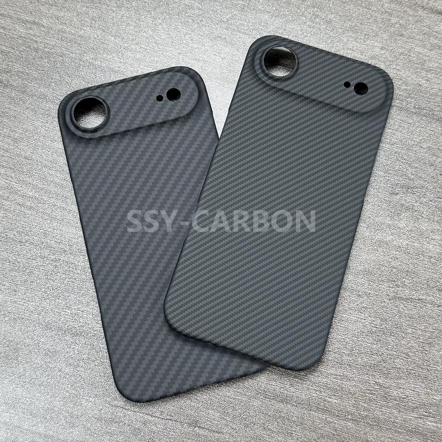 Echte Carbonfaser Schutzhülle für Apple iPhone 17 Air in Schwarz, ultradünne Aramid 600D 1500D Cover - Bild 1