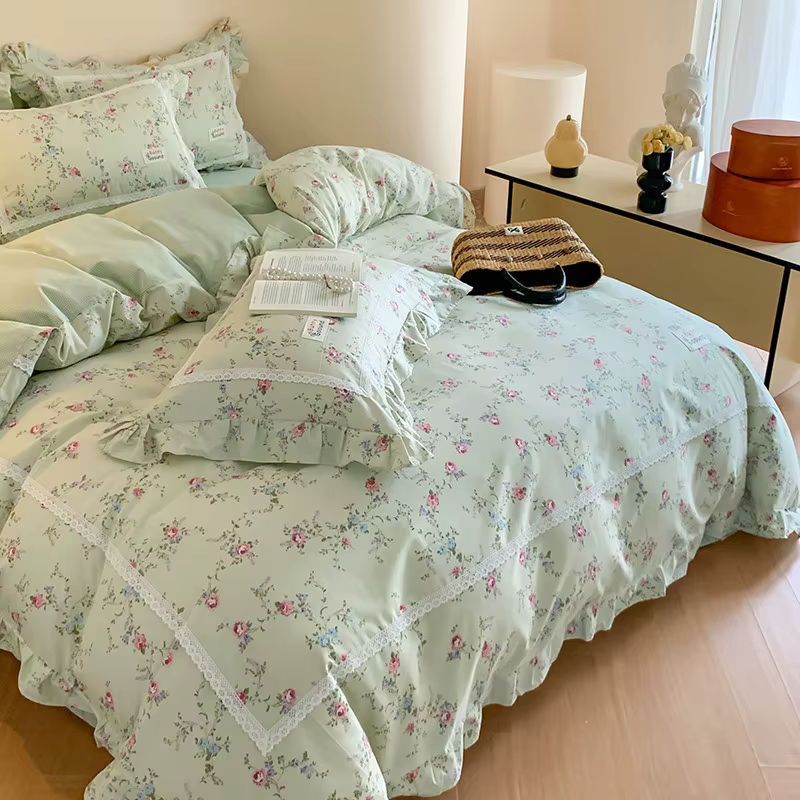 IvaRose HOME TEXTILE Bettwäsche-Set aus 100 % Baumwolle mit floralem Gartenblumen-Design, Queen-Size, B/H: 200 x 200 cm, inklusive Bettbezug, 1 Bettlaken und 2 Kissenbezügen - Bild 2