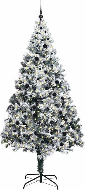vidaXL Künstlicher Weihnachtsbaum in Grün mit 300 warmweißen LEDs und Ständer, Höhe: 240 cm - Bild 1