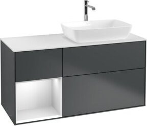 V&B Waschtischunterschrank Finion mit Wandbeleuchtung, Grau lackiert, Breite: 120 cm, Tiefe: 50,1 cm, Höhe: 50,1 cm - Bild 1