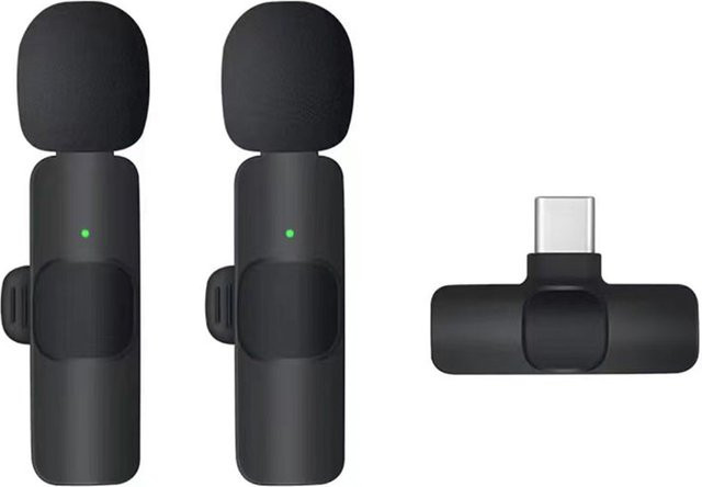 Techsuit Lavalier LW2 Bluetooth Ansteckmikrofon mit USB-C, 2er Set, Schwarz - Bild 1
