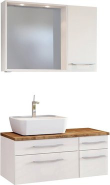 HELD MÖBEL Waschtisch-Set DAVOS in Weiss, 8-teilig, Modernes Badezimmer-Set mit Soft-Close-Türen und LED-Beleuchtung - Bild 1