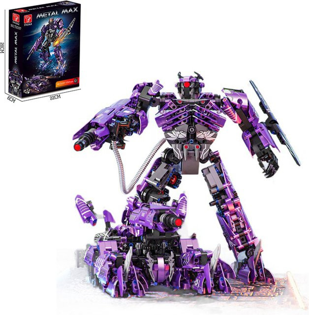 Wishiot 2-in-1 Transforming Mecha DIY Modellbaustein-Set aus 1058 Mini Bricks in Lila - Bild 1