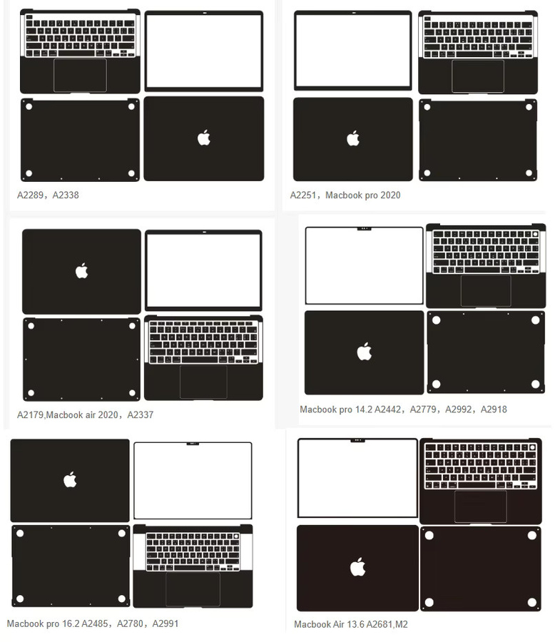 Vinyl Aufkleber Skin Cover für Apple MacBook Pro und MacBook Air in Schwarz - Bild 2