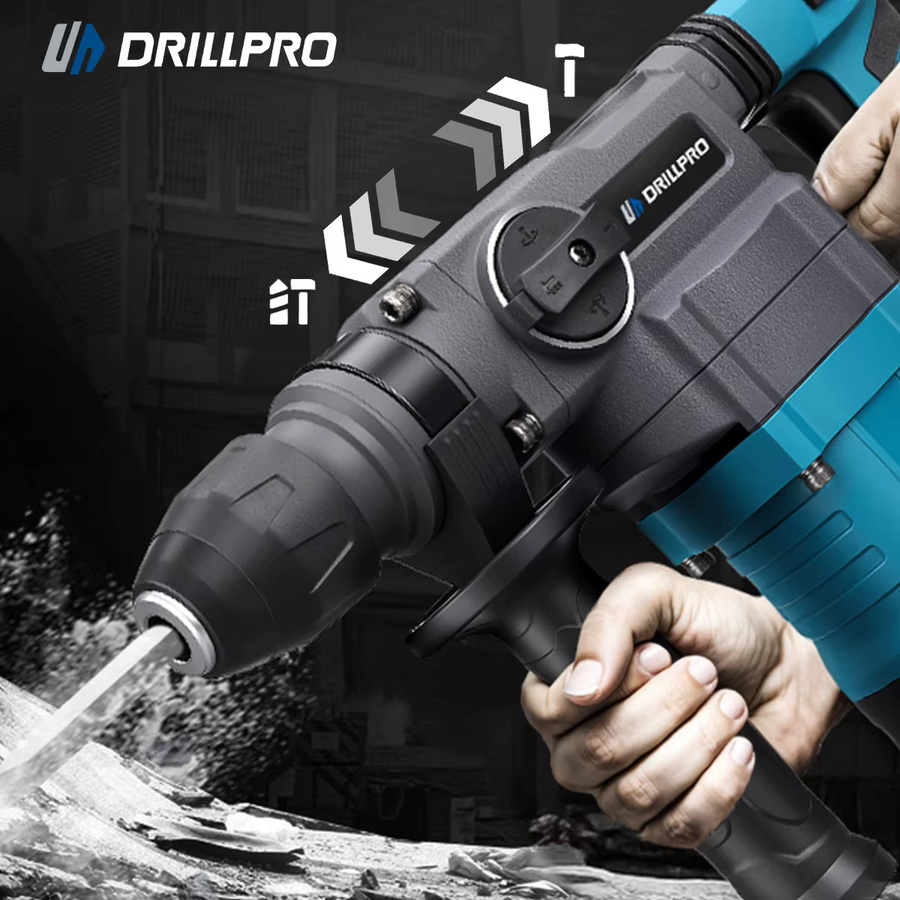 Drillpro Multifunktionaler Bürstenloser Akku-Bohrhammer 26mm in Blau für Makita LXT Akkus - Bild 3