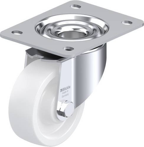 Blickle Lenkrolle LK-SPO 100G-3 aus verzinktem Stahl und Kunststoff, Rad-Durchmesser: 100 mm, Tragfähigkeit: 350 kg, Farbe: Weiß - Bild 1