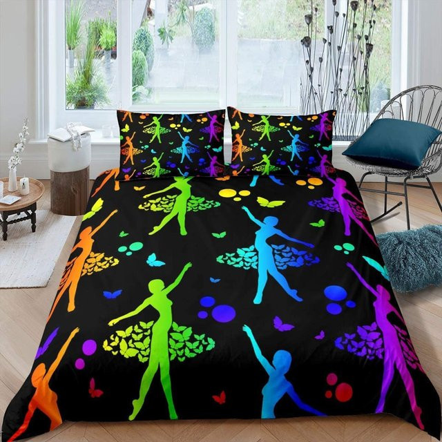 Bettwäsche Set Binchi Outdoor Product mit Ballett Silhouette Design, 3-teilig aus Polyester und Mikrofaser, Mehrfarbig, B/H: 140 x 200 cm - Bild 1