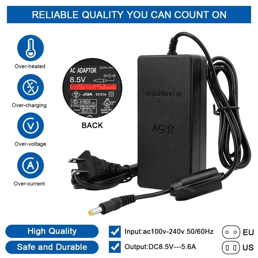 HeroAngel Netzteil für PS2 Slim 7000 Serie Spielkonsole, AC-Adapter Ersatz mit Barrel Plug, Schwarz - Bild 5