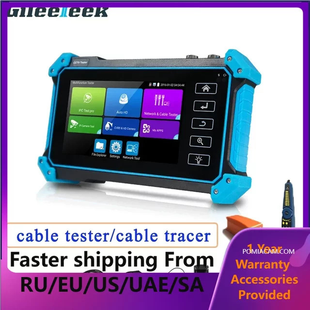 GILEETEEK CCTV Tester IPC-5200 Plus 6 in 1 Monitor für IP CVI TVI AHD SDI Analog mit 8MP Auflösung, VGA und 4K HDMI Eingang, Blau - Bild 1