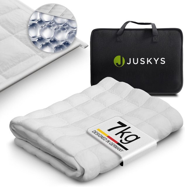 Juskys Gewichtsdecke Weiß aus Baumwolle mit Glasperlen, B/B/H: 135 x 200 cm, 7 kg - Bild 1