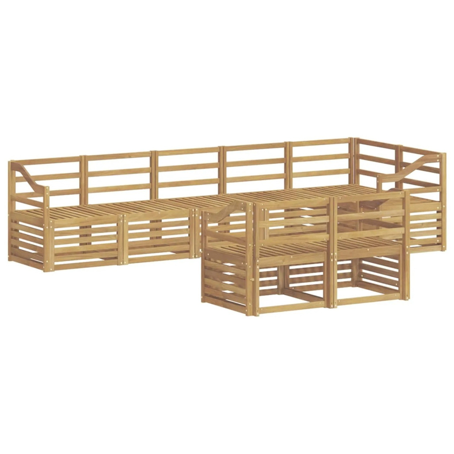 vidaXL Outdoor-Sofagarnitur 8-teilig in Weiß aus Akazienholz mit L-Form und Latten-Design, B: 304 cm, T: 126,5 cm, H: 73 cm - Bild 2