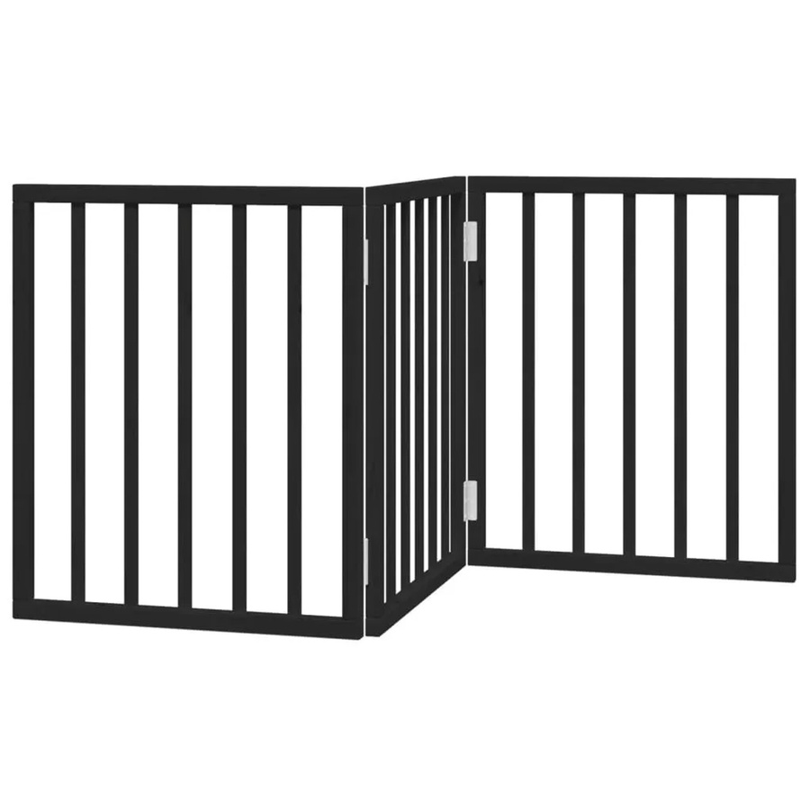 vidaXL Hundetor faltbar aus Pappelholz, 3-teilig, Schwarz, Höhe: 150 cm - Bild 2