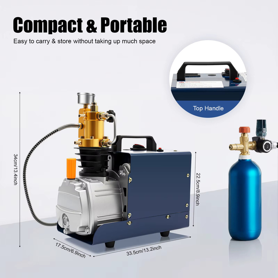 Bymaocar 1800W PCP Luftkompressor, wassergekühlte Hochdruck-Luftpumpe in Blau und Silber mit integriertem Kondensatorfilter - Bild 5