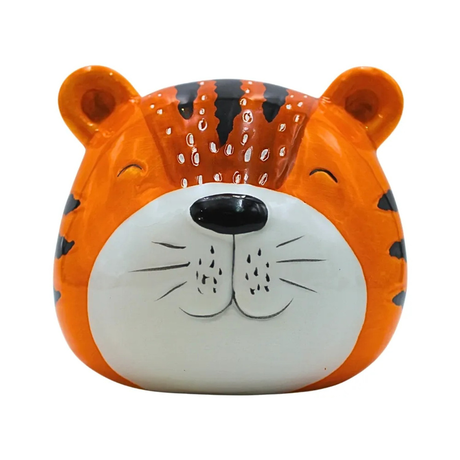 Dekohelden24 Sparfigur Tiger aus Keramik in Orange, B/T/H: 13 x 11 x 13 cm - Bild 2