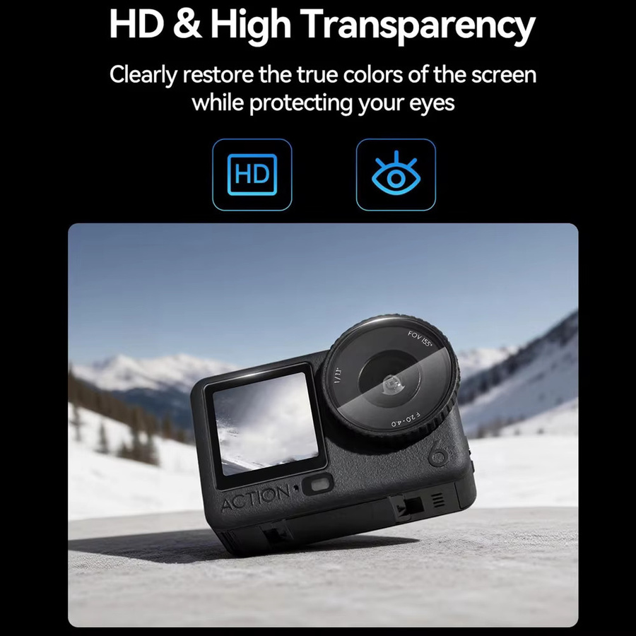 2er-Pack EXSKOF Displayschutzfolie für DJI Osmo Action 6, gehärtetes Glas mit 9H Härtegrad, transparent und kratzfest - Bild 4
