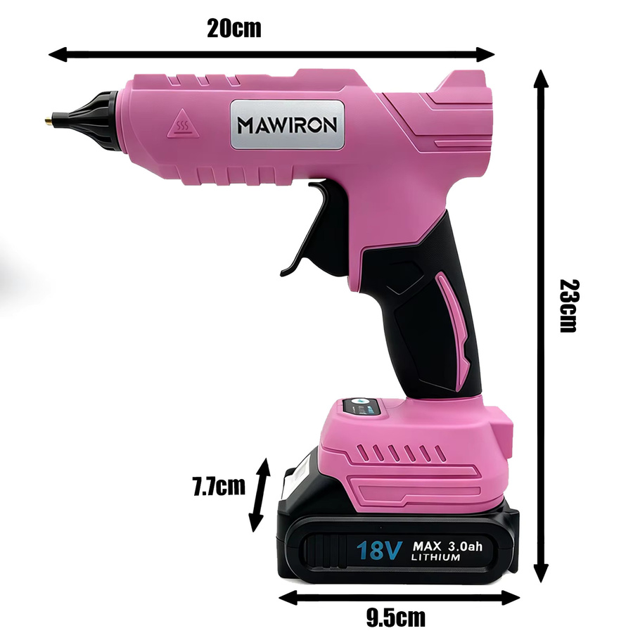 TEETOK Elektrische Heißklebepistole in Pink mit 2 Akkus, Ladegerät und 11 mm Klebestiften für DIY-Bastelarbeiten - Bild 7