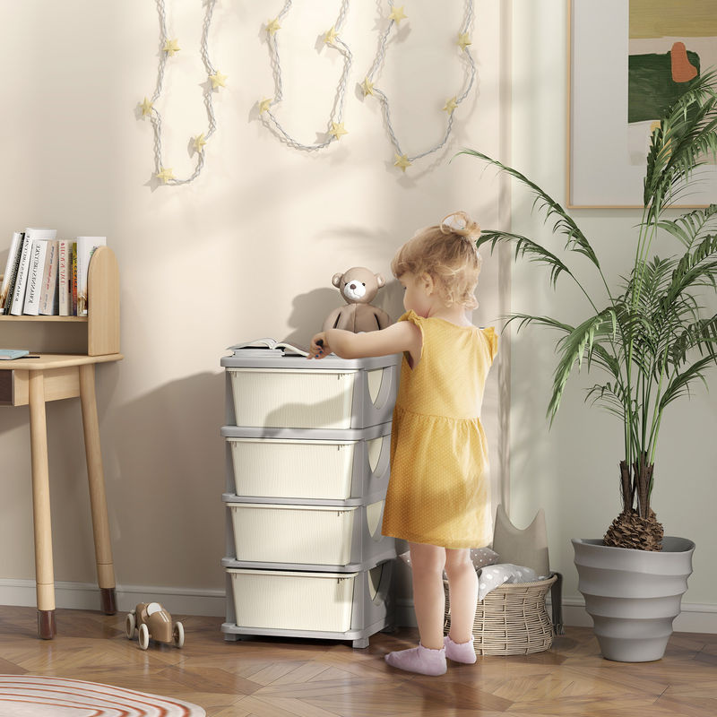 HOMCOM Spielzeug Organizer Kommode mit 4 Ebenen für das Kinderzimmer in Weiß - Bild 2
