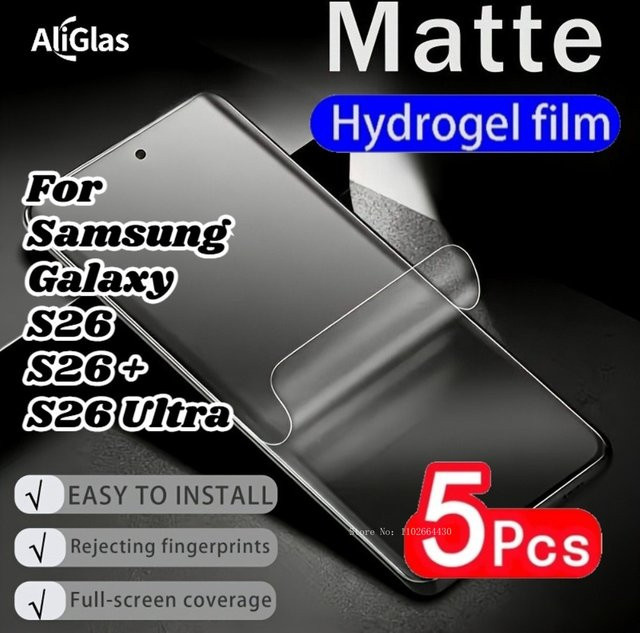 5 Stück matte Hydrogel-Displayschutzfolie für Samsung Galaxy S26 Serie, S26+ und S26 Ultra, fingerabdruckresistent, transparent - Bild 1