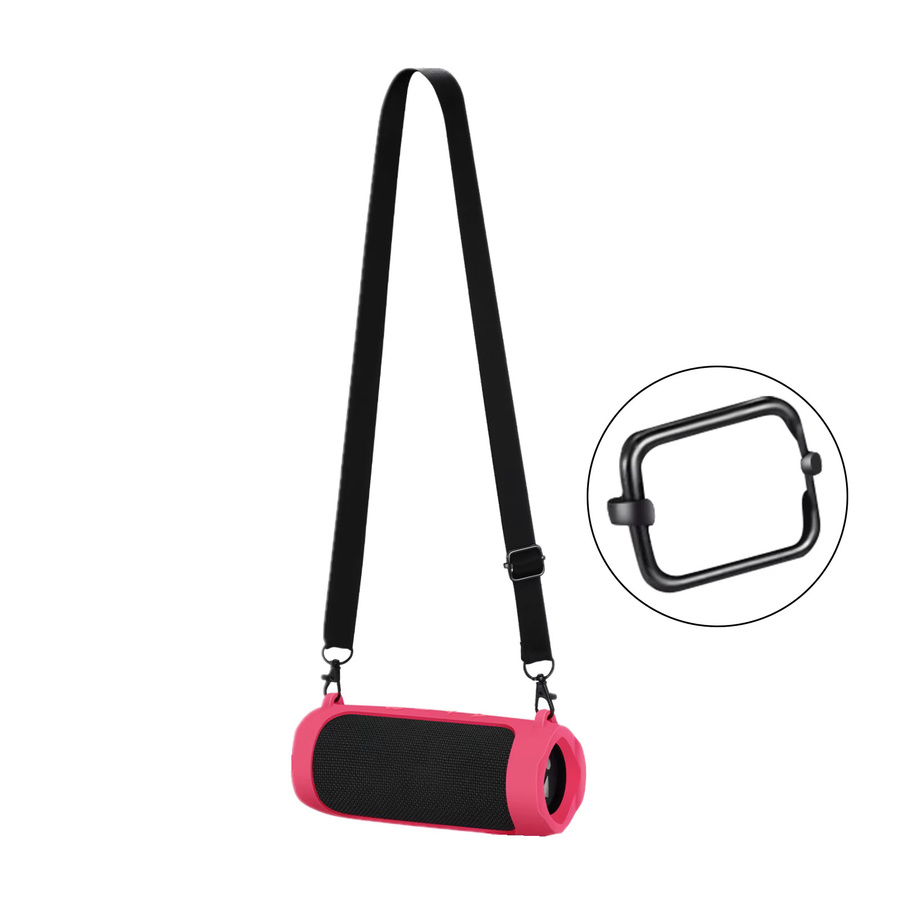 Wasserdichte Silikon-Lautsprecherschutzhülle mit verstellbarem Riemen für JBL Flip 6 und Flip 5 in Schwarz oder Pink - Bild 4