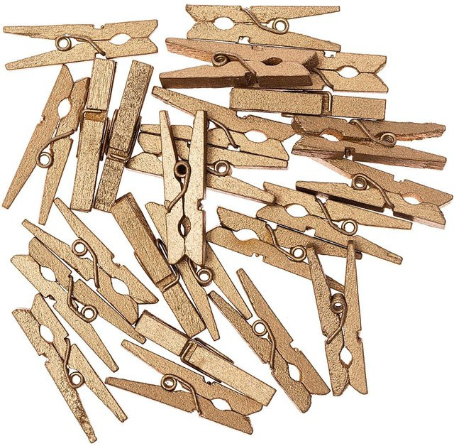 Rico Design Holzklammern in Gold, 24 Stück, Größe: 3 cm - Bild 1