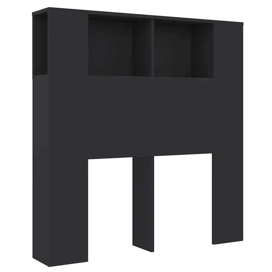 vidaXL Kopfteil mit integrierten Ablagen in Schwarz, modern, B/T/H: 100 x 18,5 x 102,5 cm - Bild 2