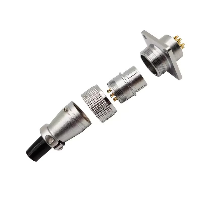 PLS24 WS24 Rund Metall Luftfahrt Buchse Stecker Set mit M24 Gewinde und 6/10/12/19 Pin Optionen in Silber - Bild 2