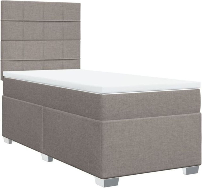 vidaxl Boxspringbett mit Matratze aus Stoff in Taupe meliert, B/T/H: 80 x 200 x 140,5 cm - Bild 1