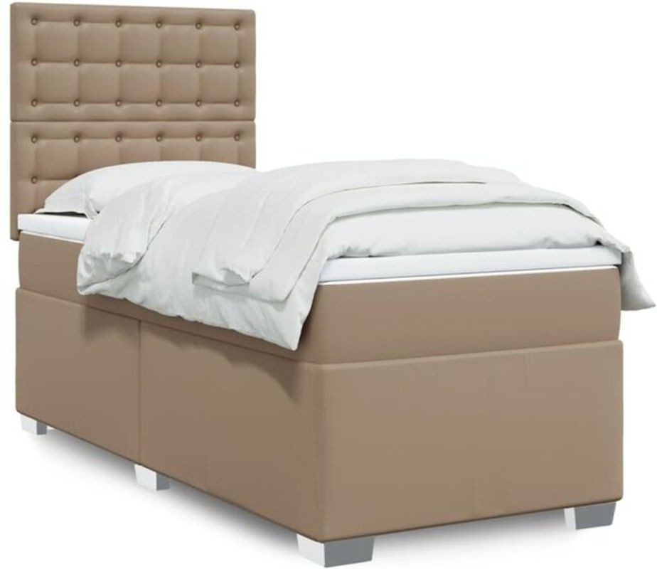 Vidaxl Boxspringbett Matratze mit Taschenfederkern in Braun und Weiß, B/T: 100 x 200 cm - Bild 1