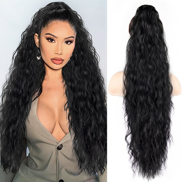 JIAMEISI Pferdeschwanzverlängerung, lockig, 66 cm, Damen, synthetisch - Bild 1