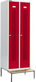 Schäfer Shop Select Kleiderspind mit Sitzbank, 2 Abteile, Zylinderschloss, Farbe: Rubinrot - Bild 1