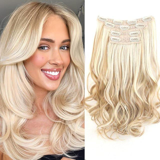 Lupu Clip-In Haarverlängerungen Synthetisch, 35 cm, beige, 4 Stück, Damen - Bild 1
