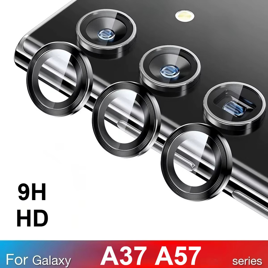Samsung Galaxy A37 A57 Kamera Objektiv Schutz aus gehärtetem Glas mit Metall CD Ring in Gold - Bild 2
