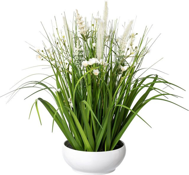 GASPER Kunstblume Wiesenblumen in Weiß und Grün für die Tischdekoration - Bild 1