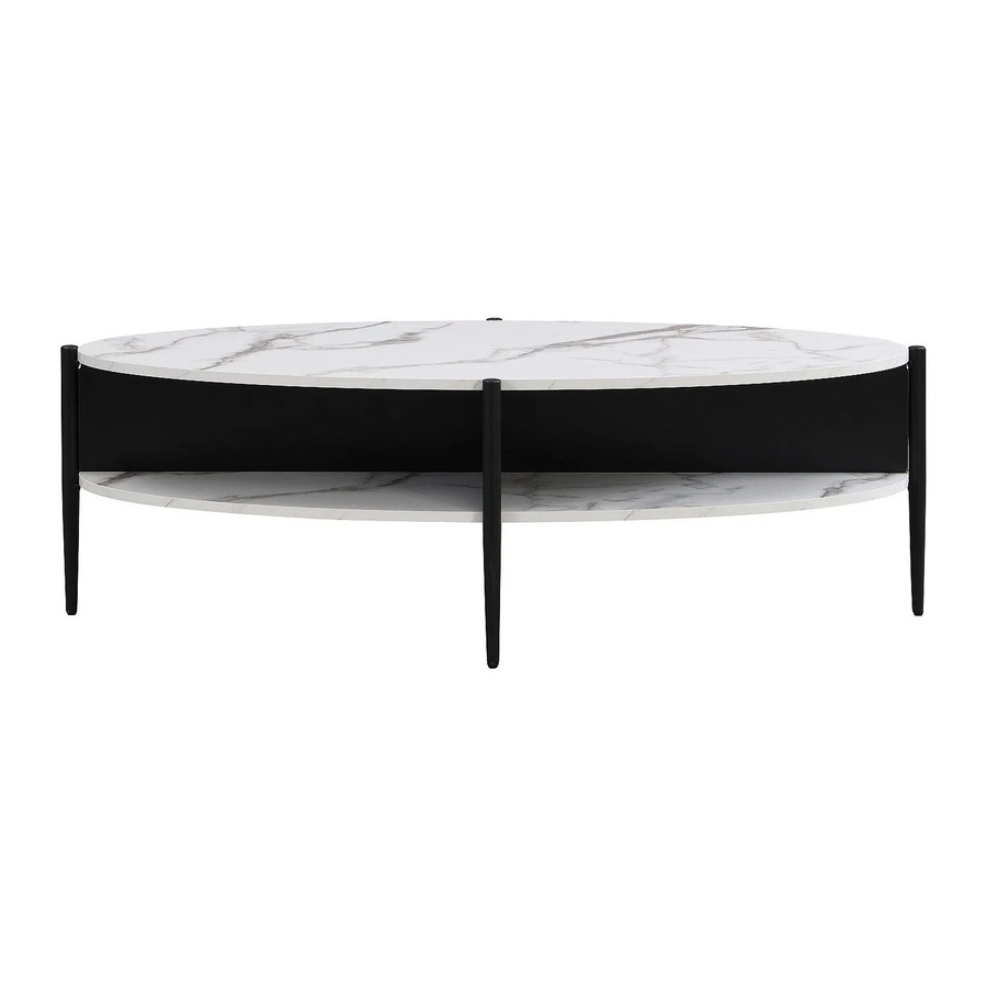 Couchtisch Evaro von Vente-unique in Schwarz und Weiß, oval mit Metallbeinen, Breite: 125 cm - Bild 2