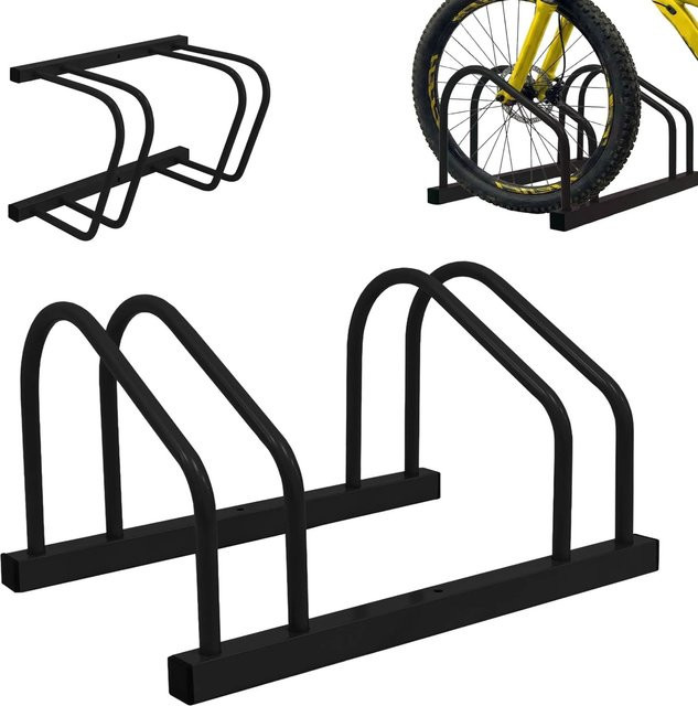 Relaxdays Fahrradständer aus Stahl in Schwarz für 2 Fahrräder zur Boden- und Wandmontage, B/T/H: 51 x 27 x 24 cm - Bild 1