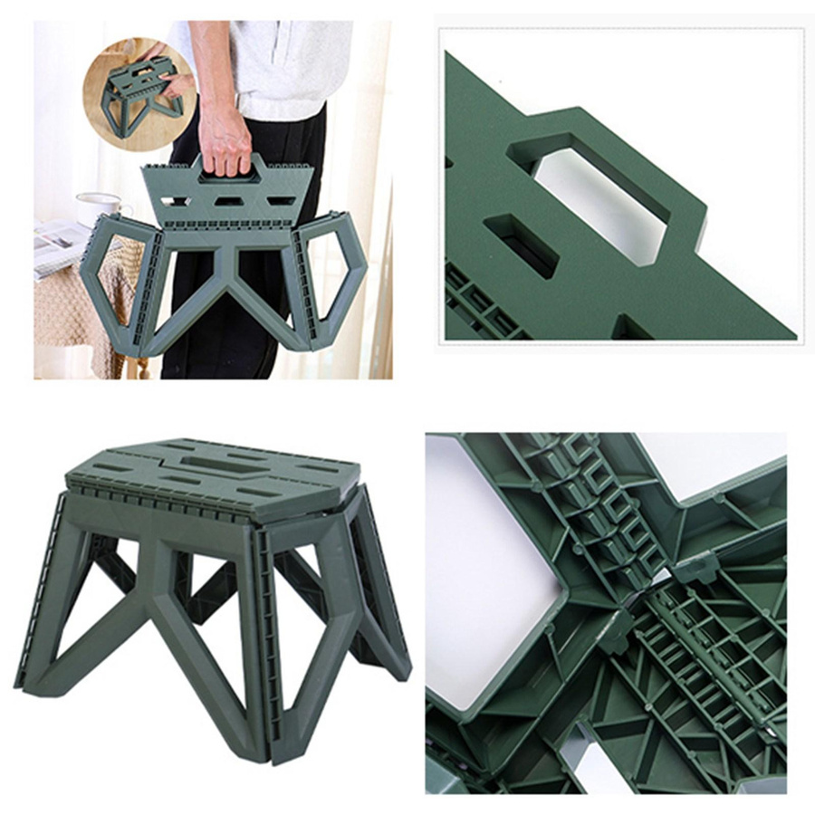 KONNWEI Klapptritt Hocker aus Kunststoff in Grün, tragbarer kleiner Hocker für Kinder, Camping und Outdoor - Bild 3
