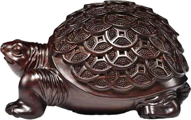 Yiran Furniture Geldschildkröte aus Ebenholz in Braun als dekorative Holztierfigur - Bild 1