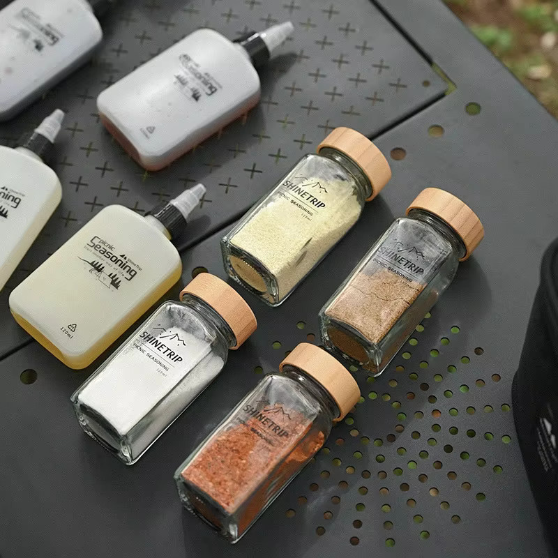 DIVEDEER Outdoor Camping Gewürzflaschen-Set mit Bambus-Holzdeckel als Ölbehälter und Gewürzbox für Picknick und Camping - Bild 3