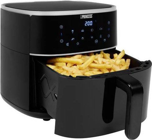 Princess Heißluftfritteuse mit 6l Volumen, 1500W Leistung, Digitaldisplay, Timer und Temperaturvorwahl, Schwarz - Bild 1