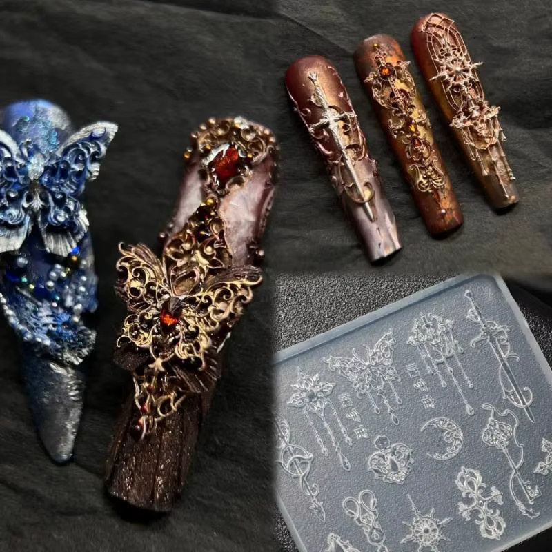 eelhoe Silikonform für Nagelkunst, 3D-Relief, Blumen- und Schleifendesign - Bild 2