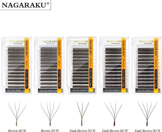 NAGARAKU W-Form Wimpernverlängerung, Dunkelbraun, Handgewellt - Bild 1