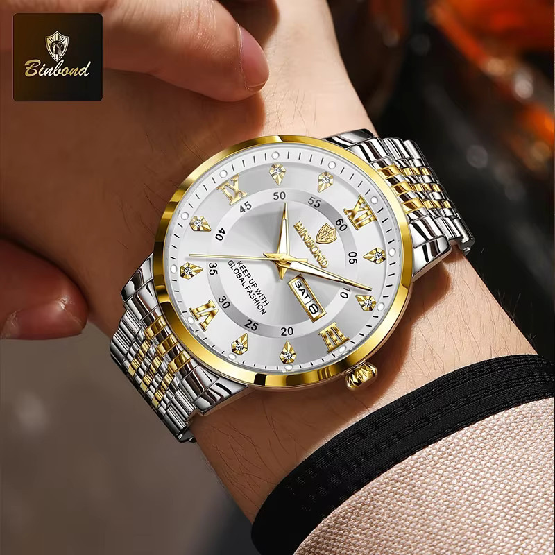 BINBOND Armbanduhr Edelstahl, Quarz, Silber, Herren - Bild 6