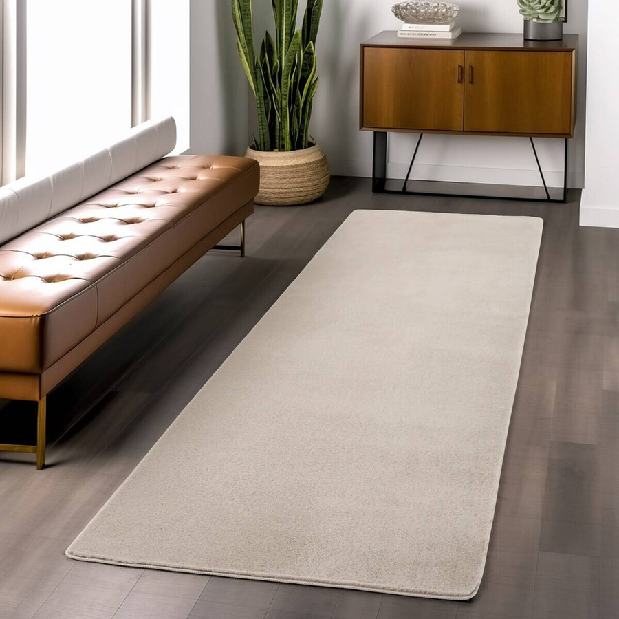 Ayyildiz Kurzflorteppich Joy Creme Beige aus Baumwolle, B/L: 80 x 200 cm - Bild 2