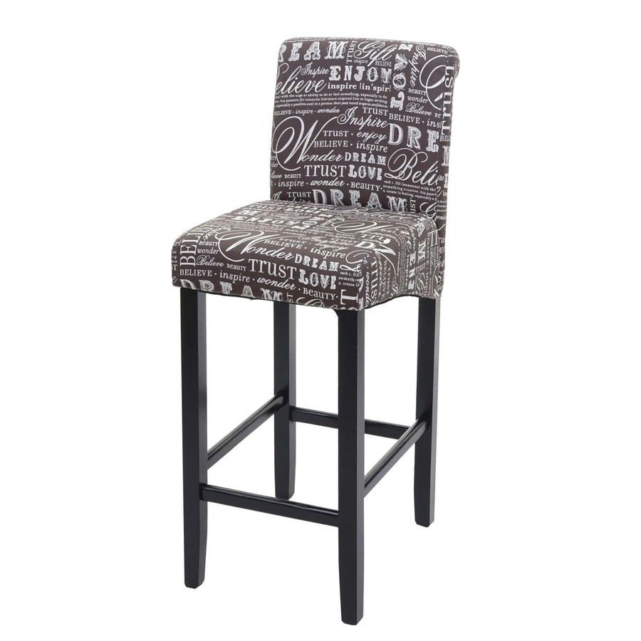 MCW Barhocker MCW-C33 mit Schriftzug in Grau und Retro-Look aus Stoff und Holz - Bild 2