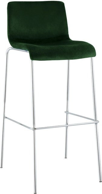 DELUKE Barhocker TENAR mit Lehne aus Samt in Grün und Silber, B/T/H: 43 x 48 x 100 cm - Bild 1